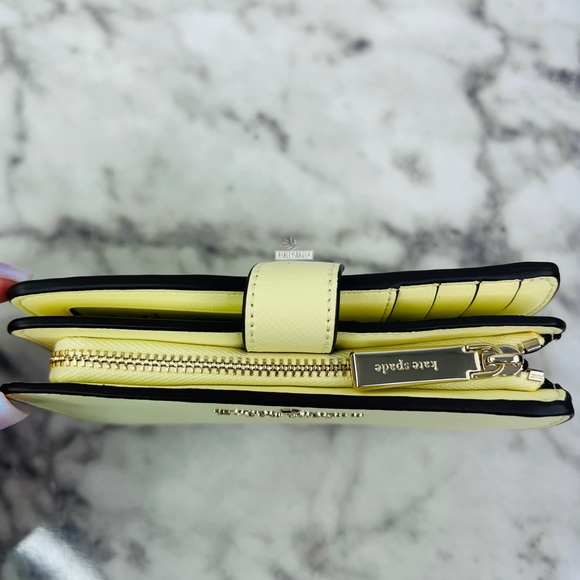 Kate Spade Staci Medium Compact Bifold Wallet In Lemon Fond - Picture 3 of 6